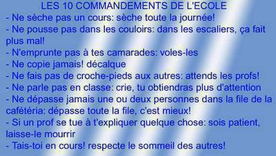 respecte bien se commandement sinon 2heure de colle
